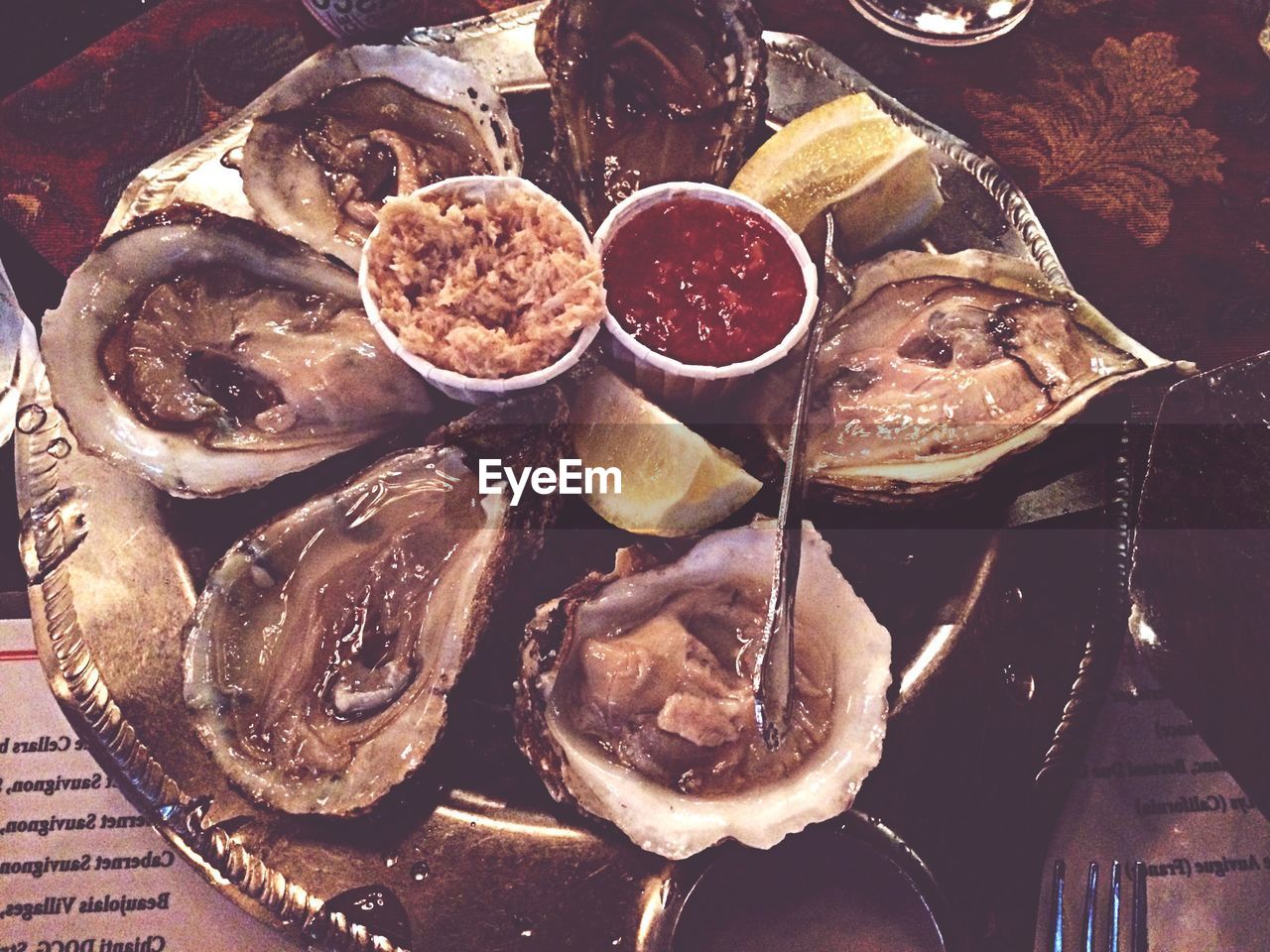 Oyster served in a plate