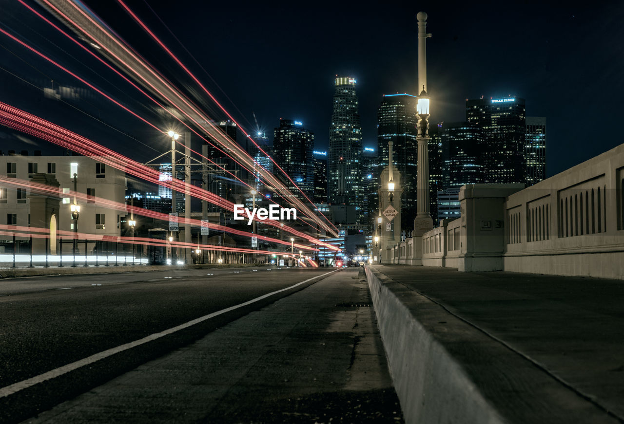 Light trails on street during night