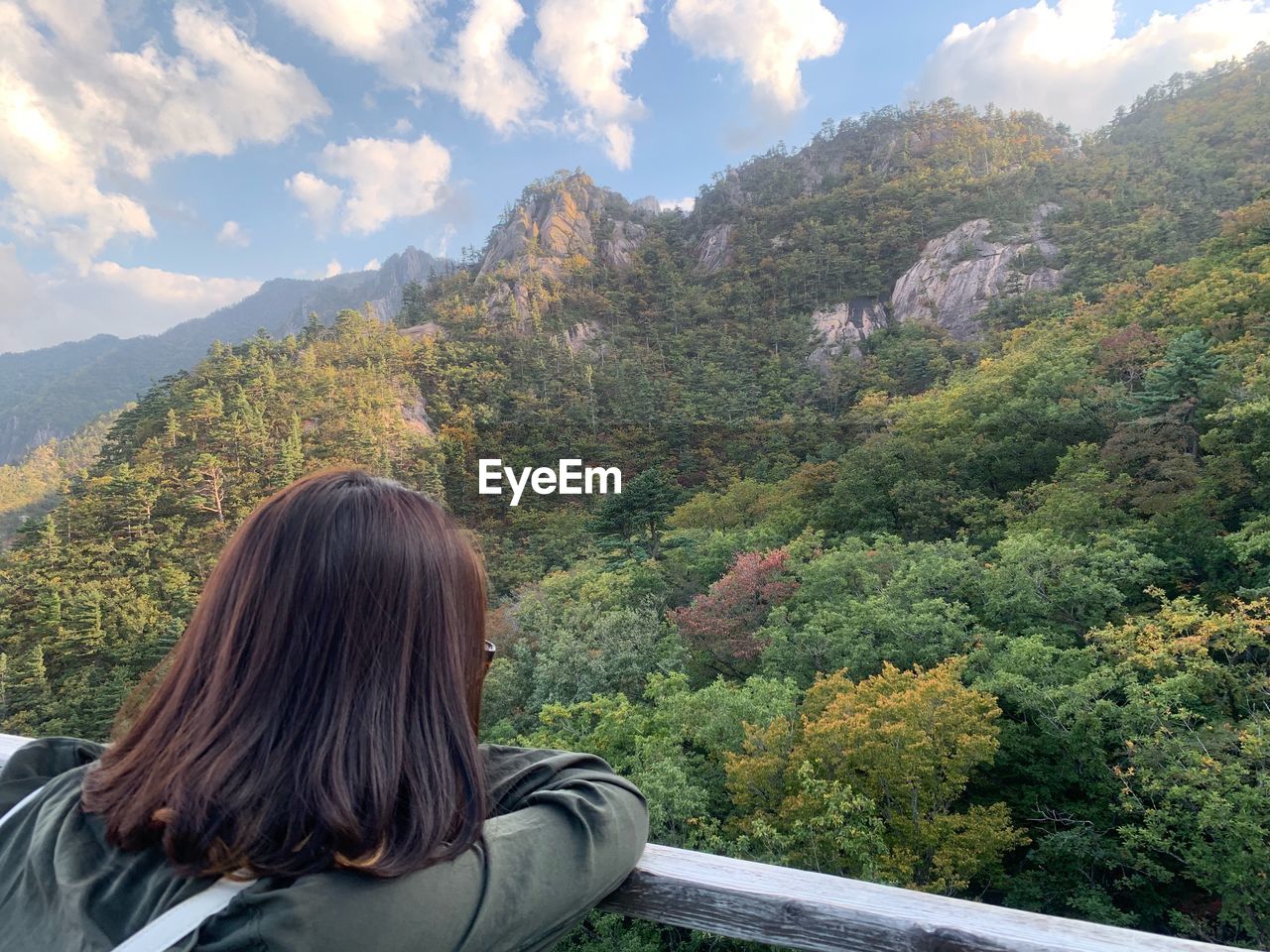 Young woman looking at mountain