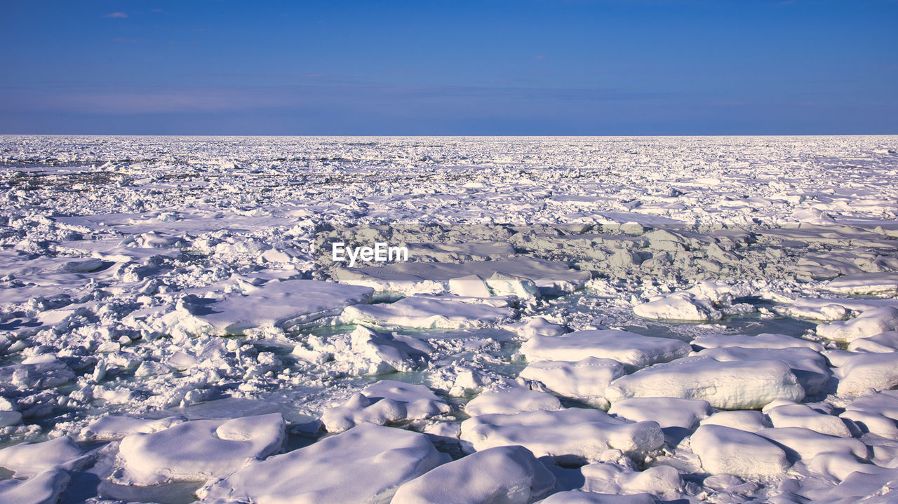 Drift ice in the sea of okhotsk, a winter tradition