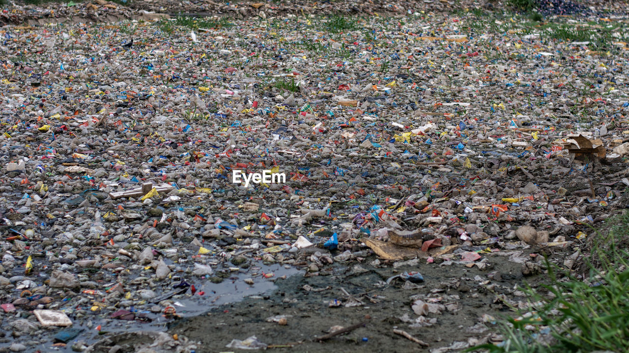 High angle view of garbage dump 