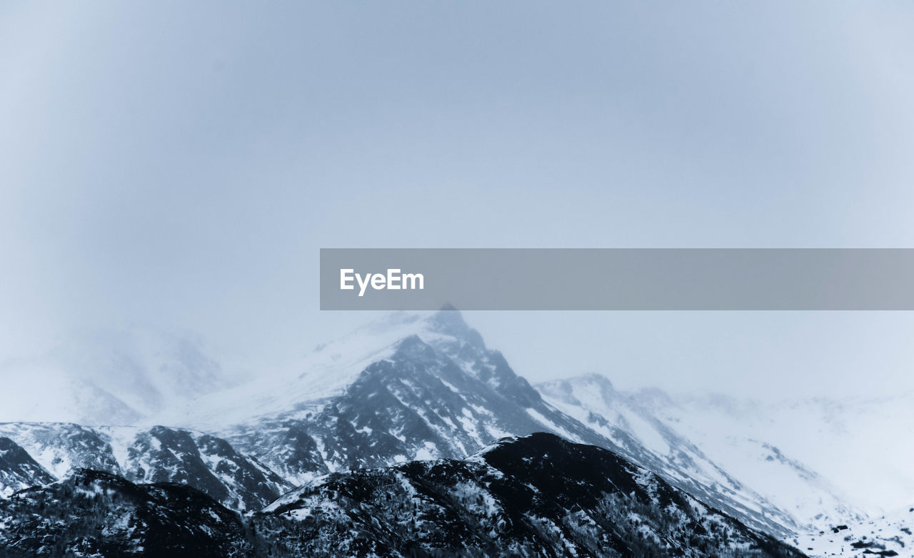 SNOWCAPPED MOUNTAINS AGAINST CLEAR SKY