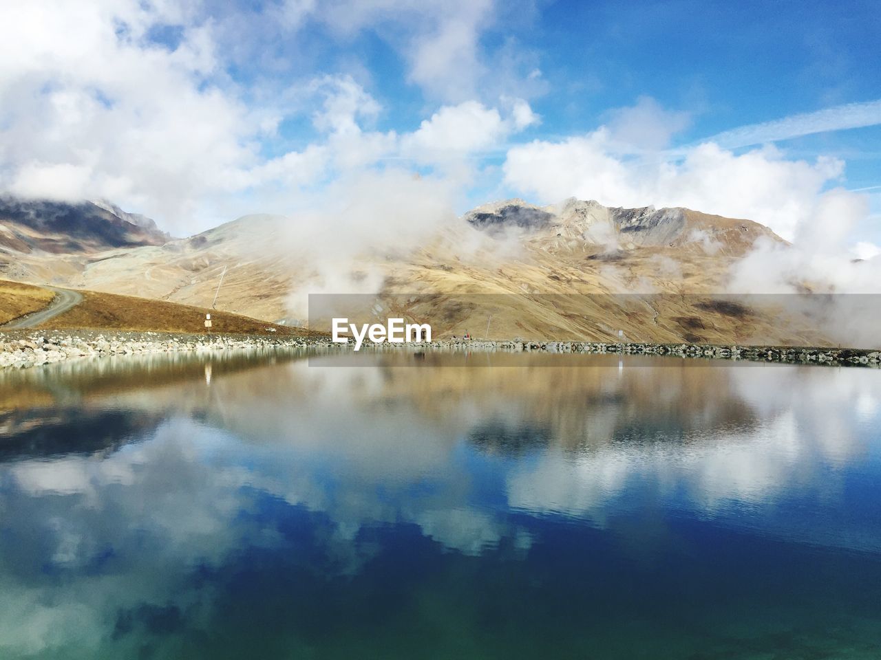 Scenic view of lake against sky