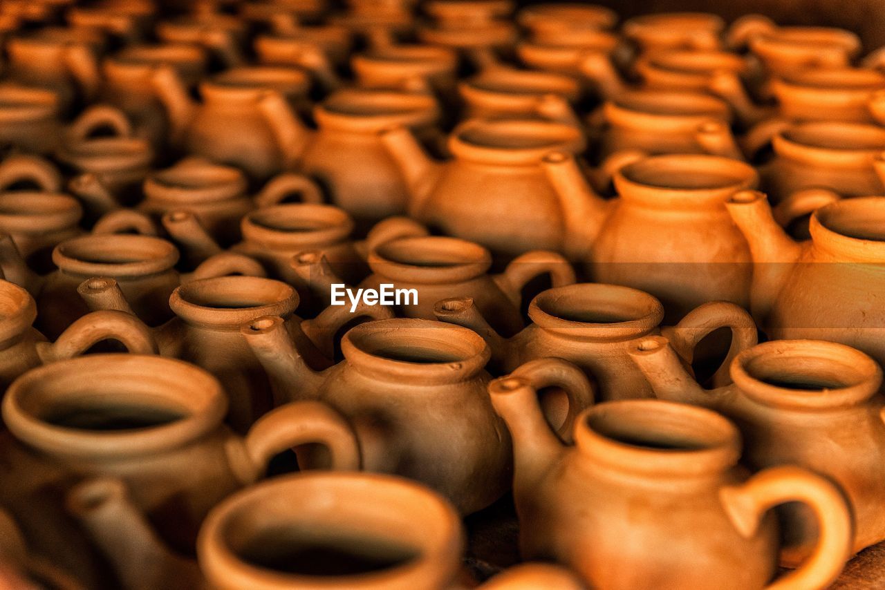 Close-up of pots