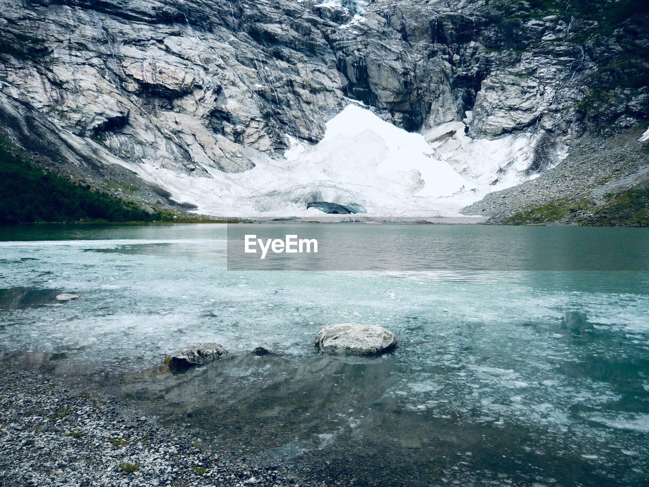 SCENIC VIEW OF LAKE IN SNOW