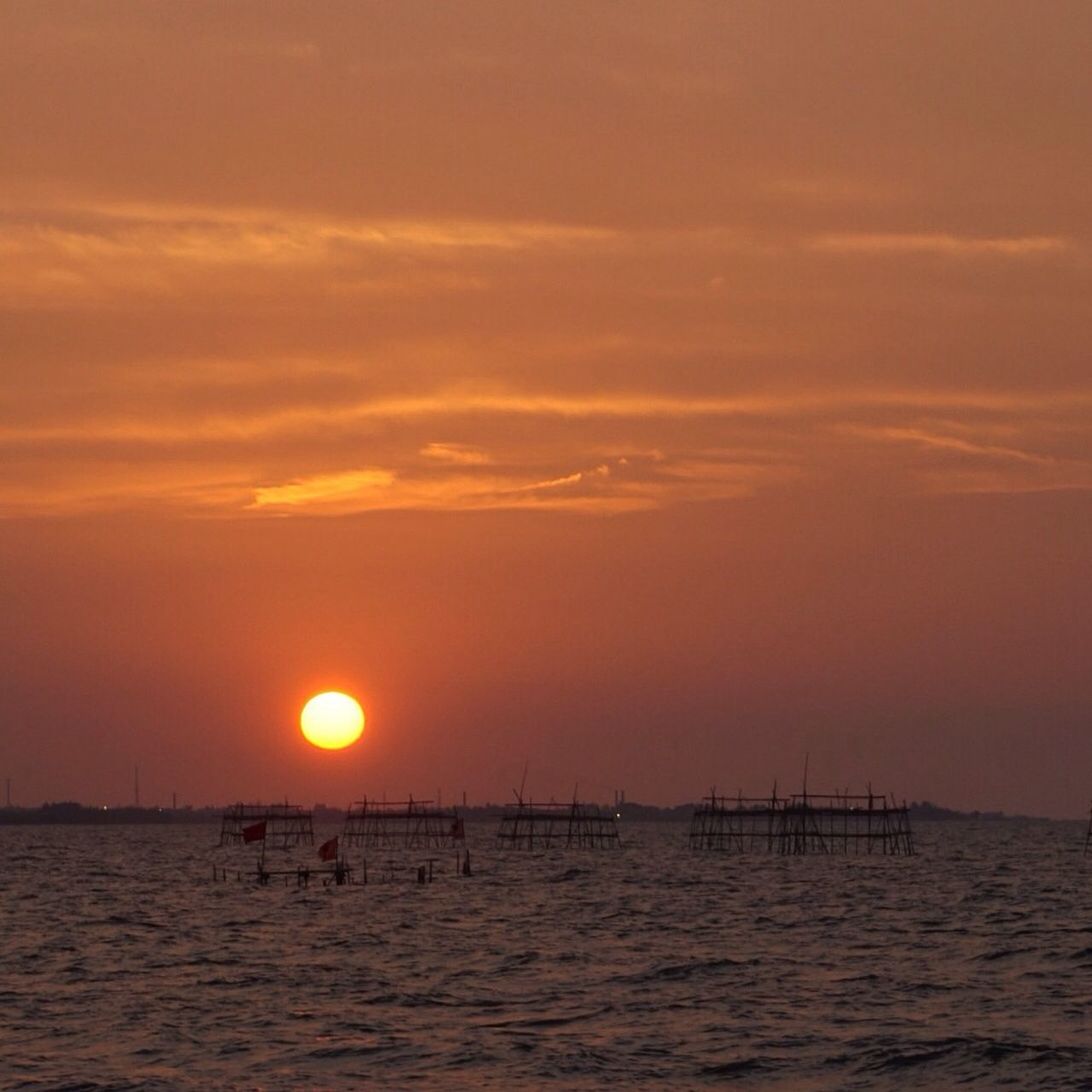 SCENIC VIEW OF SUNSET OVER SEA