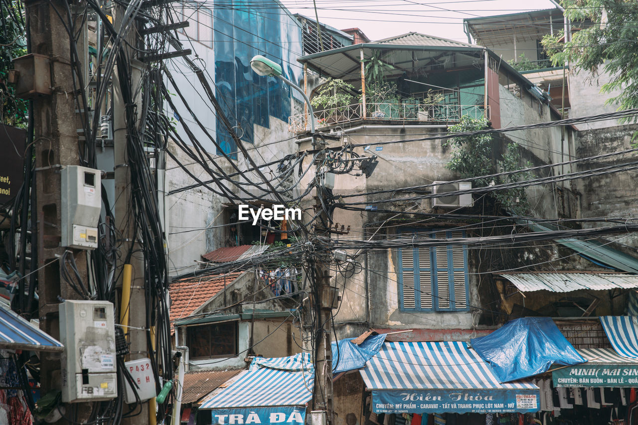 LOW ANGLE VIEW OF HOUSES AGAINST TREES