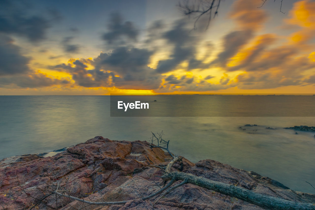 SCENIC VIEW OF SEA DURING SUNSET