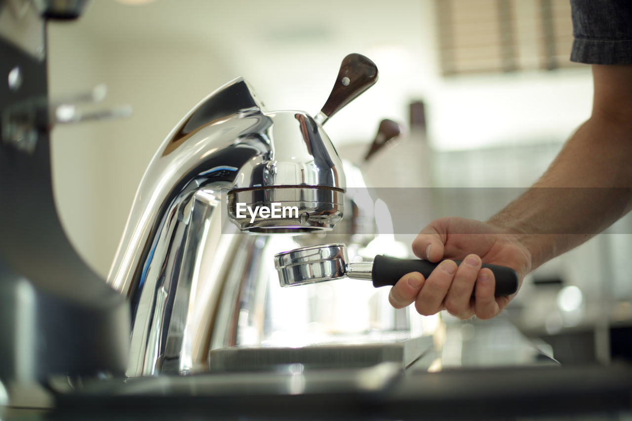 Making espresso with a professional machine