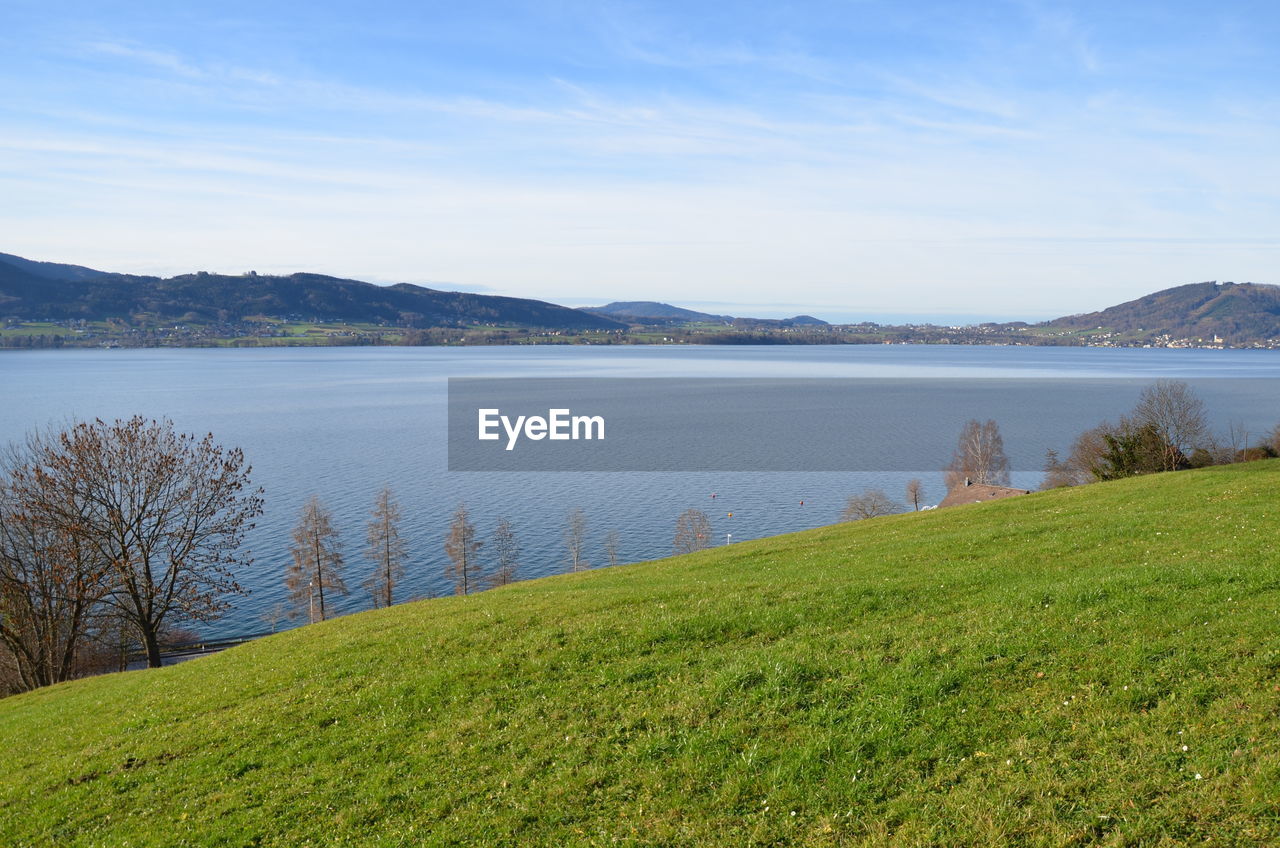 Scenic view of lake against sky