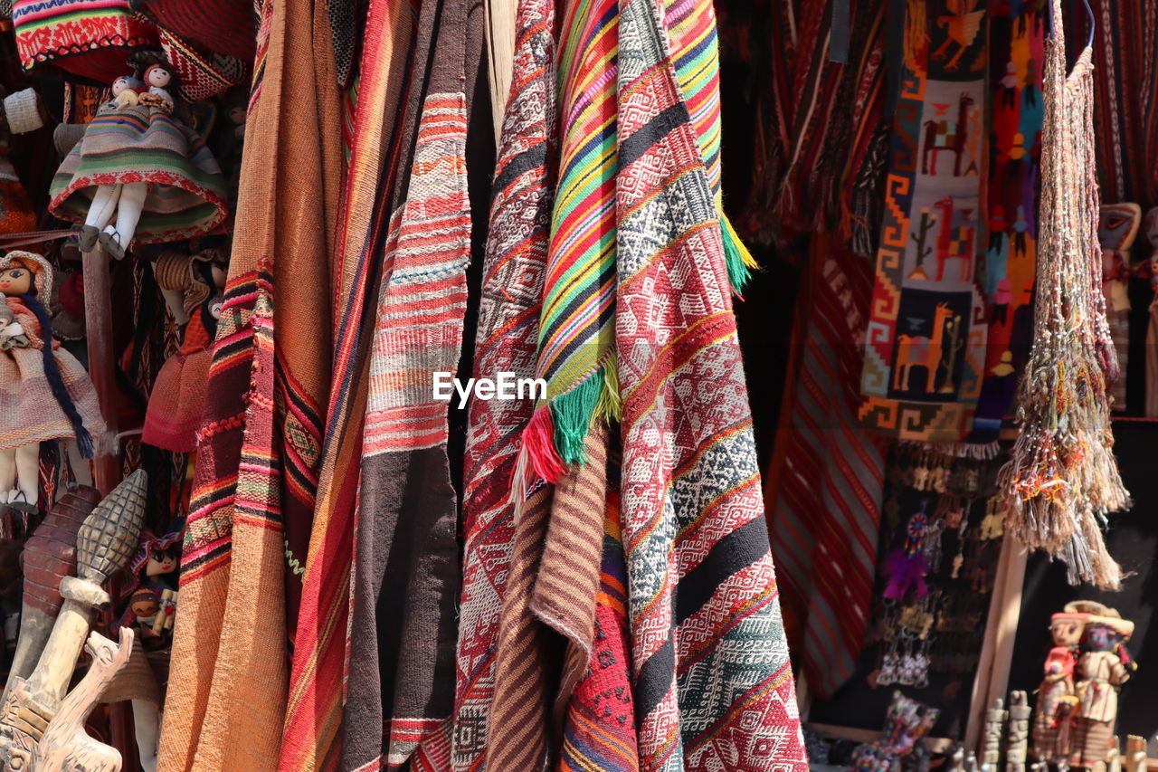 Fabrics for sale at market