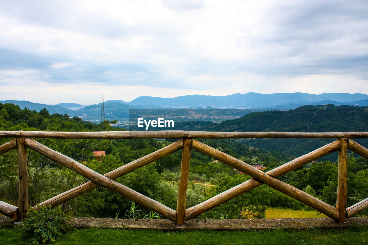 FENCE ON LANDSCAPE AGAINST SKY