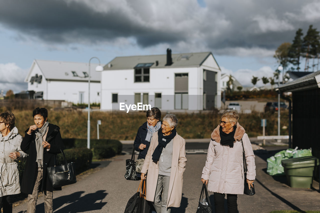 Senior women walking together