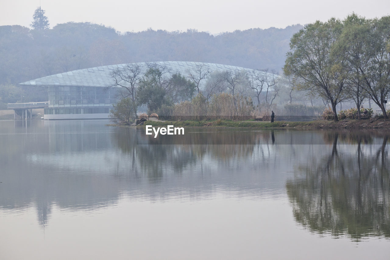 REFLECTION OF TREES IN LAKE