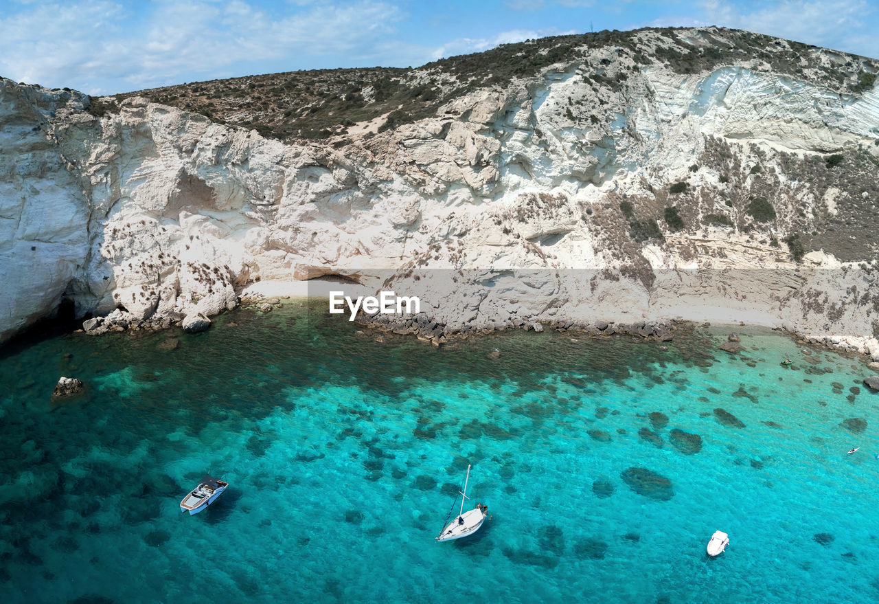 AERIAL VIEW OF SEA AND ROCK