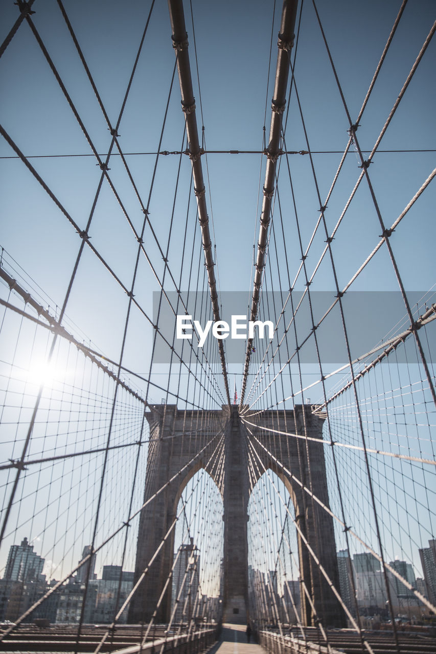 Low angle view of suspension bridge