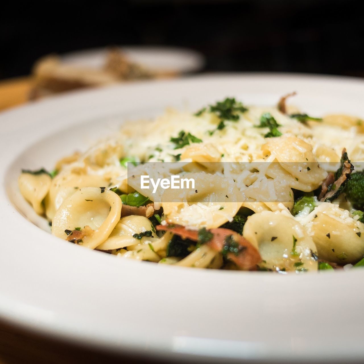 Close-up of pasta served in plate