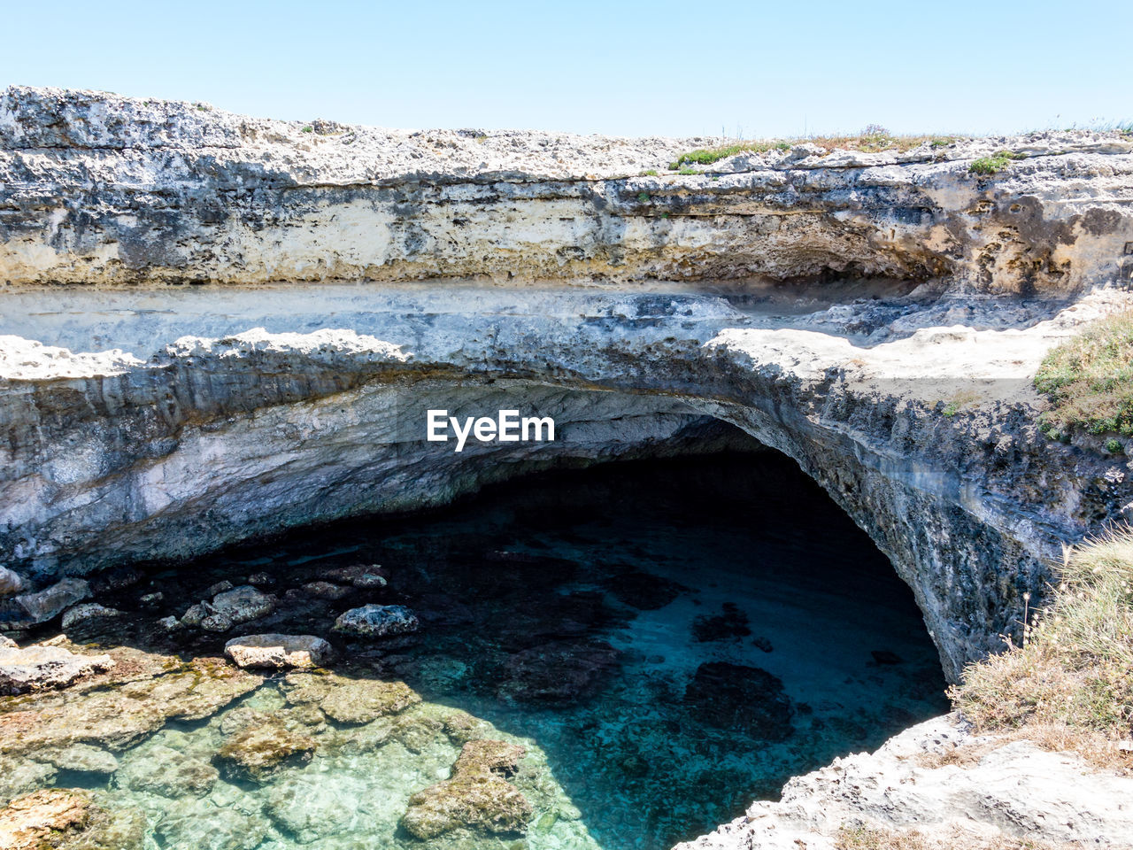 Seacoast near grotta della poesia in salento italy