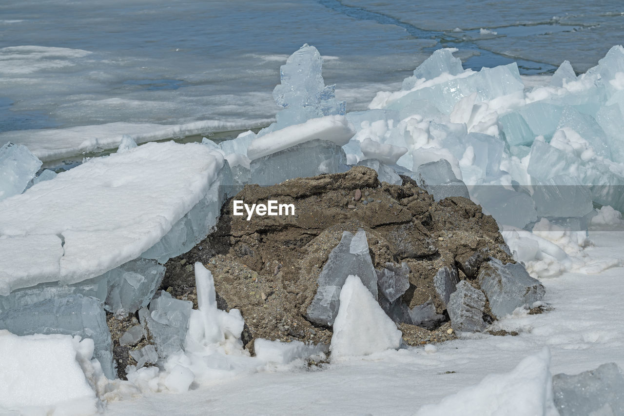 cold temperature, snow, ice, winter, water, environment, landscape, frozen, nature, sea, glacier, freezing, beauty in nature, iceberg, scenics - nature, no people, polar climate, land, day, white, outdoors, tranquility, environmental issues, lagoon, non-urban scene, travel destinations, tranquil scene, beach, travel, social issues