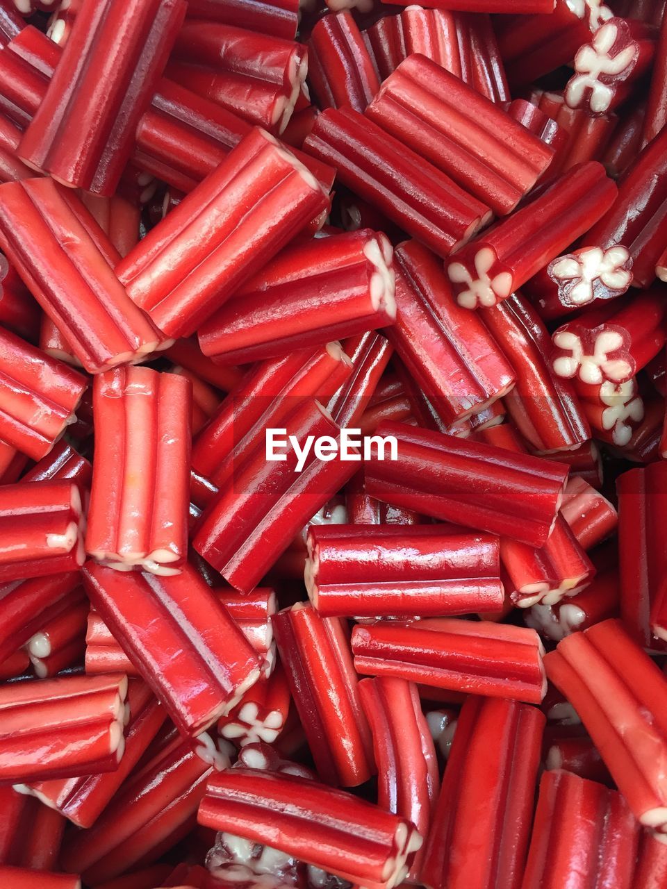 Full frame shit of red candies