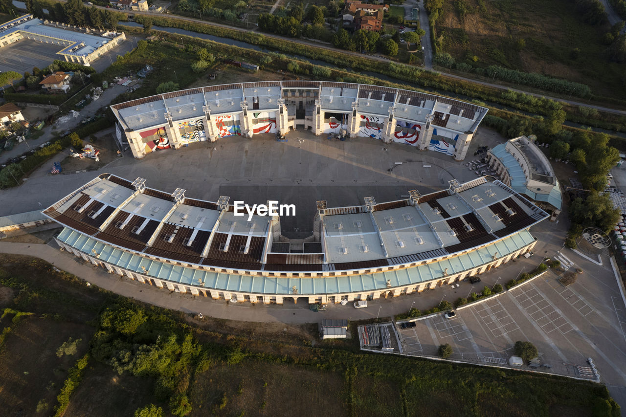 Aerial photographic documentation of the carnival citadel viareggio italy