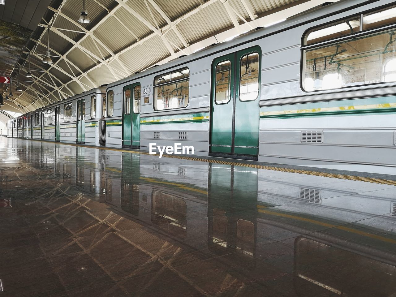 Train at railroad station platform