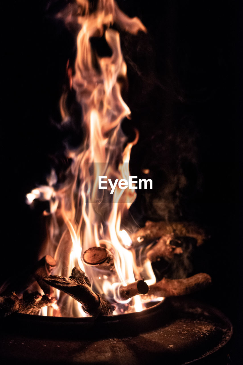 CLOSE-UP OF BURNING FIRE