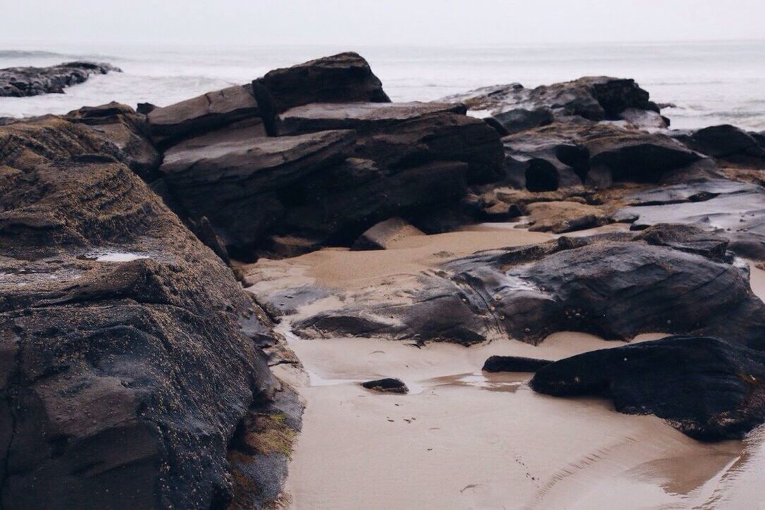 SCENIC VIEW OF ROCKS ON BEACH