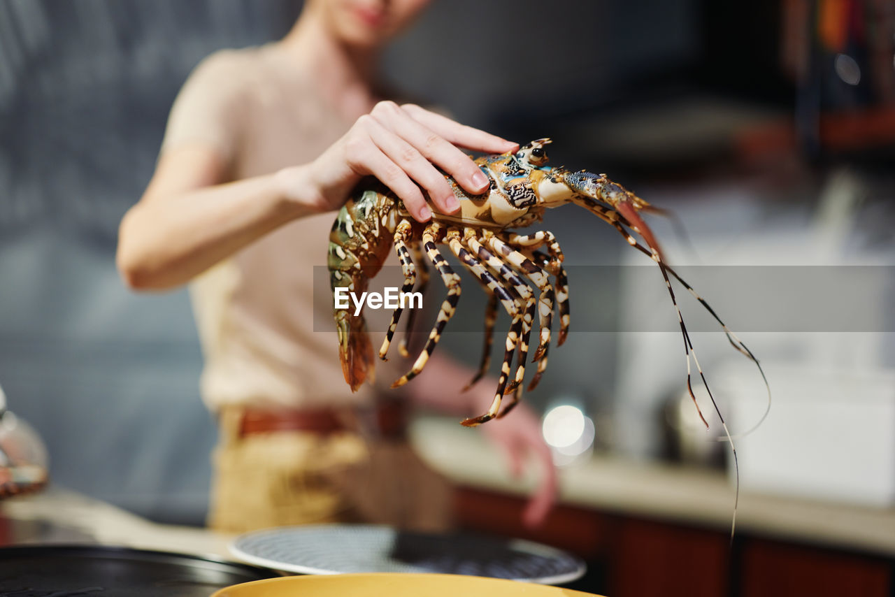 midsection of woman holding christmas decoration