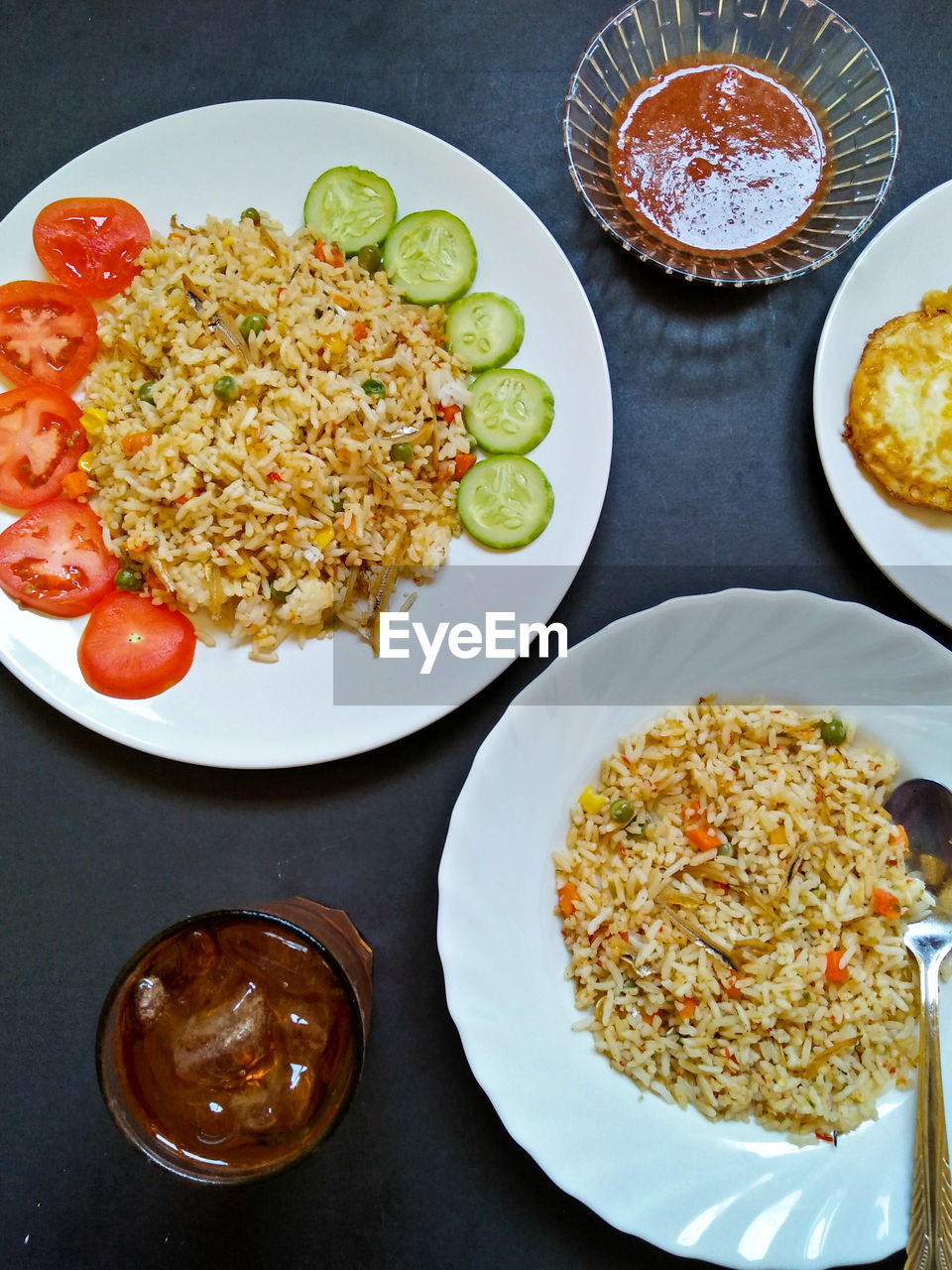 HIGH ANGLE VIEW OF MEAL SERVED IN PLATE