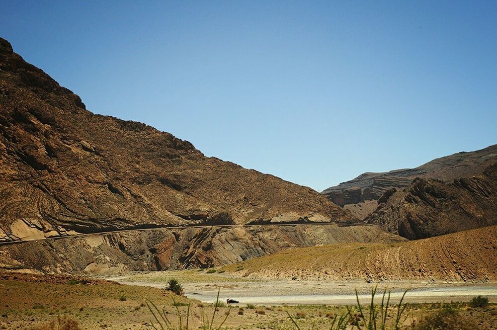 SCENIC VIEW OF MOUNTAINS AGAINST CLEAR SKY