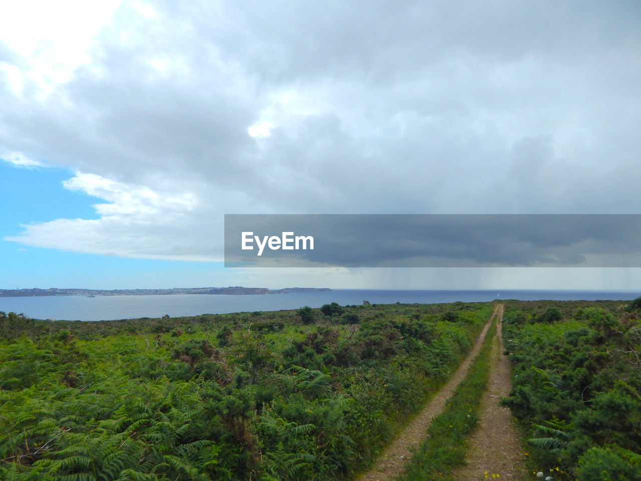 Scenic view of landscape against cloudy sky