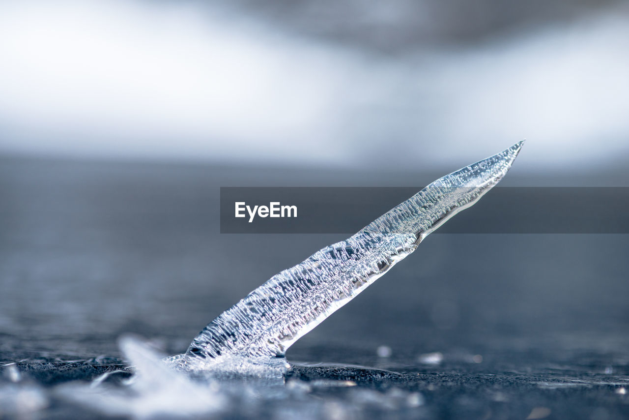 Close-up of ice on lake