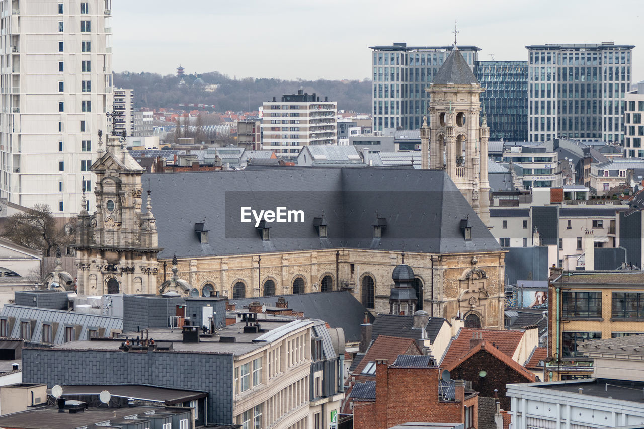 Brussels, belgium, march 17, 2023. view of brussels from the roof of the new administrative center 