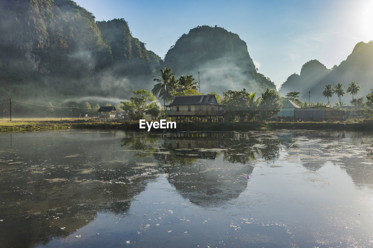 Morning view in rammang - rammang makassar south sulawesi indonesia