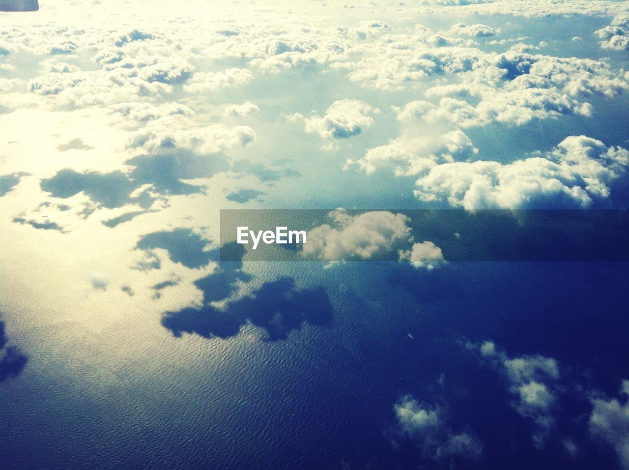 Aerial view of clouds above sea