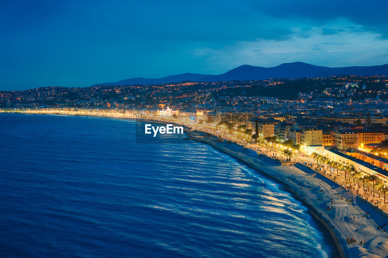 Picturesque view of nice, france in the evening