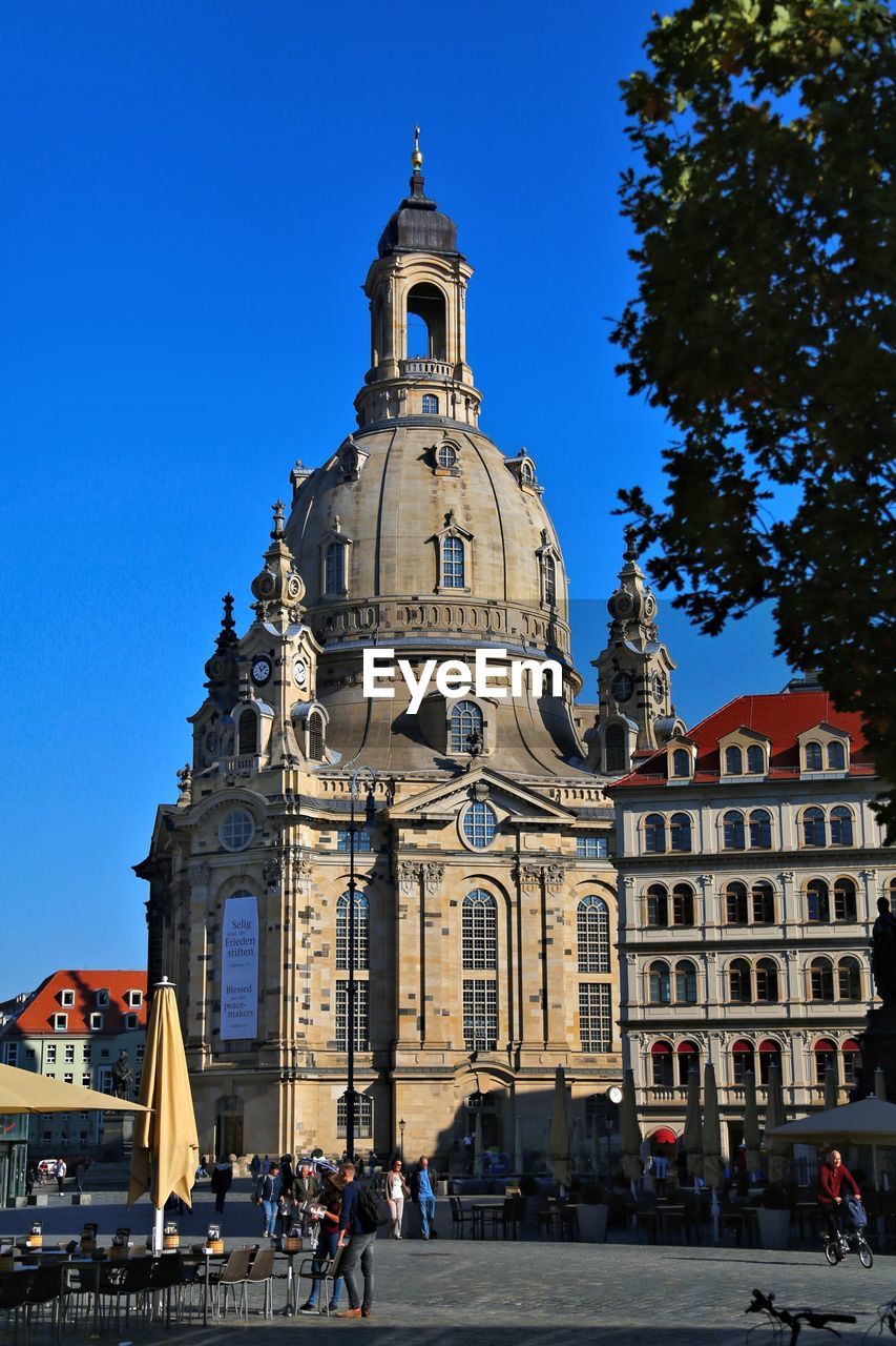 View of frauenkirche dresden against blue sky