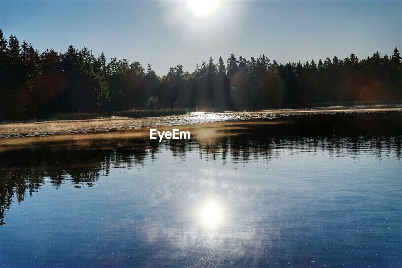 Scenic view of lake against sky