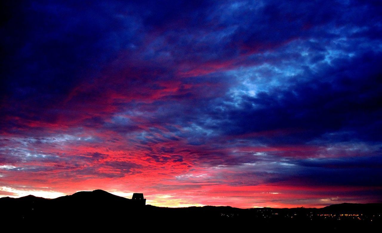 SILHOUETTE LANDSCAPE AGAINST SKY AT SUNSET