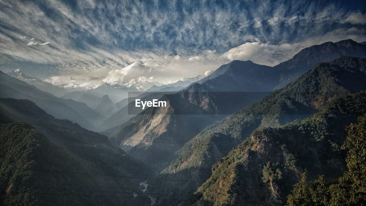 Panoramic view of mountains against sky