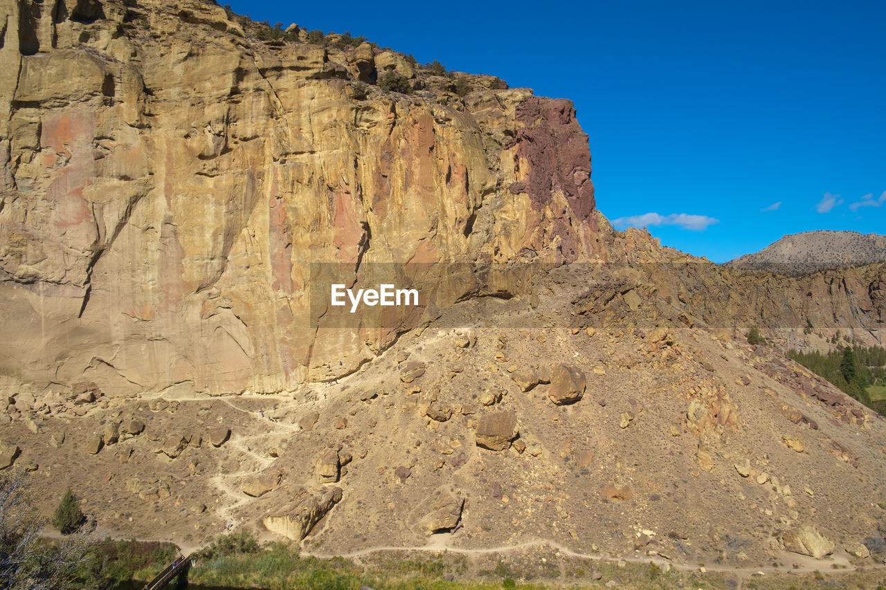 Low angle view of rock formation against sky