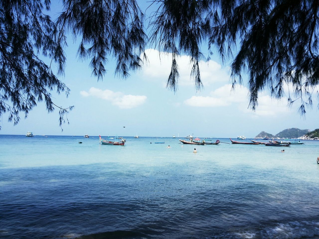 Boats by beach 