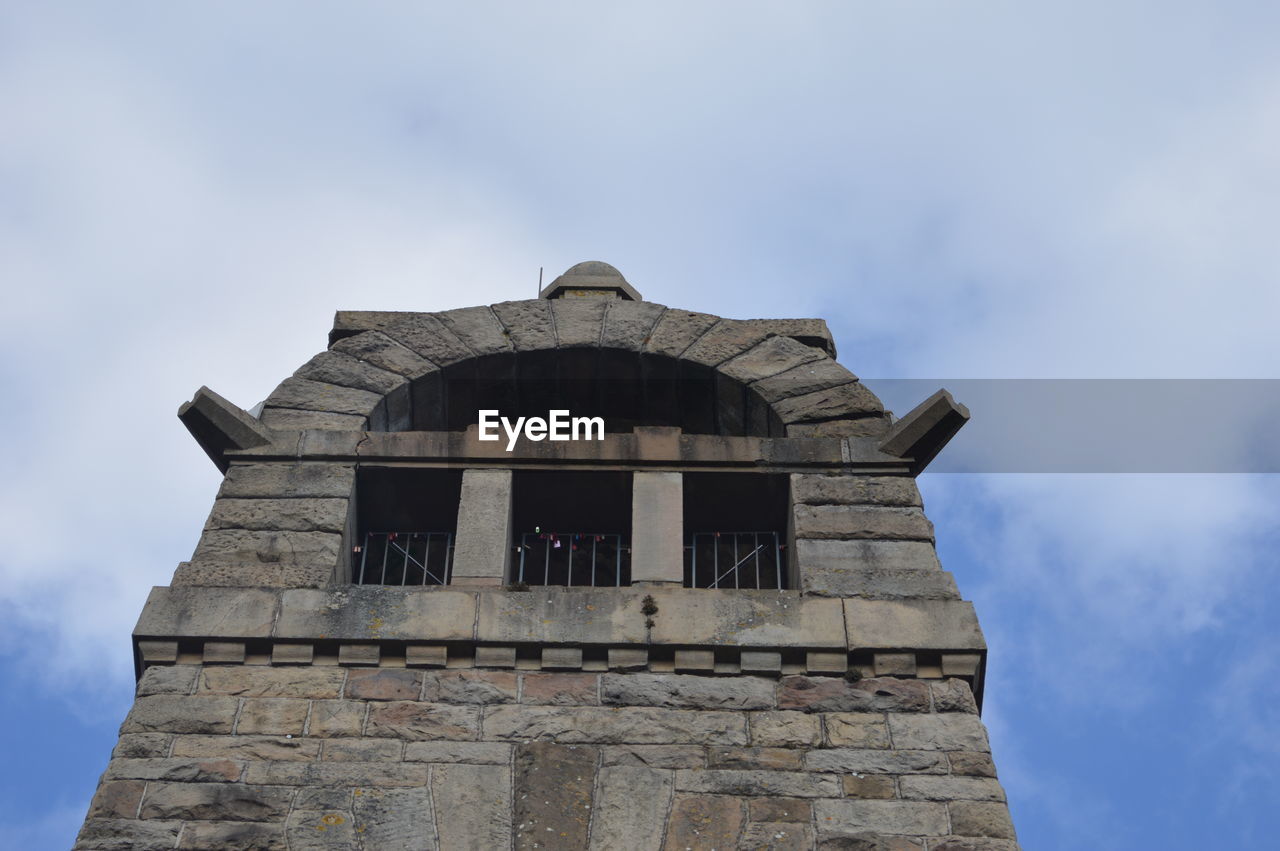 Low angle view of old building against sky