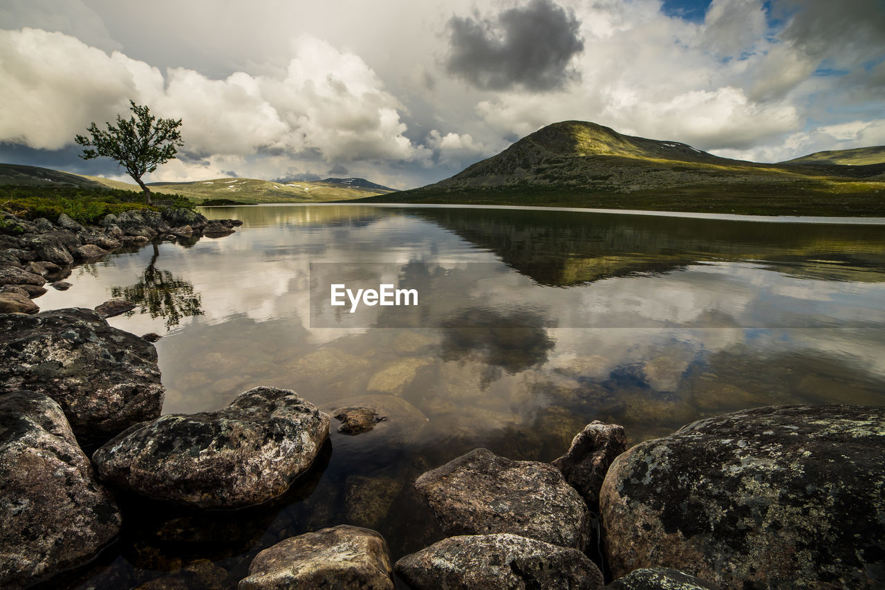 Scenic view of lake against sky