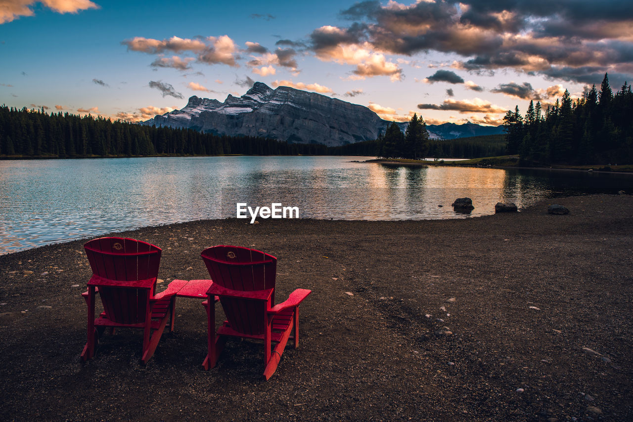 A very canadian sunset - sunset at two jack lake near banff, canada