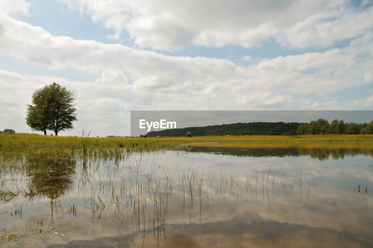 Scenic view of lake against sky