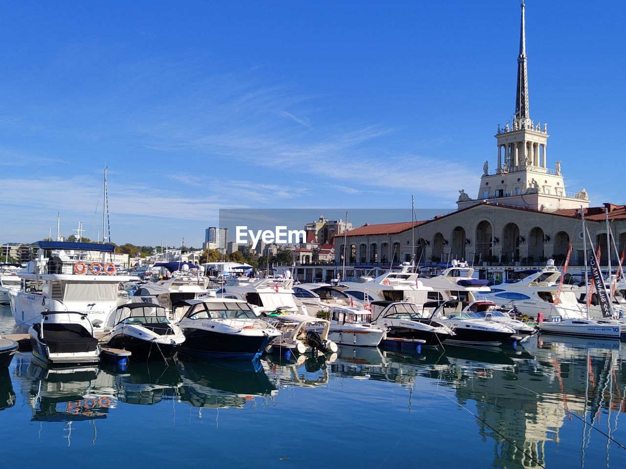 Boats in harbor