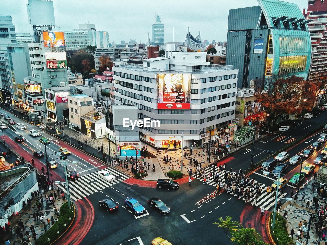 High angle view of road in city