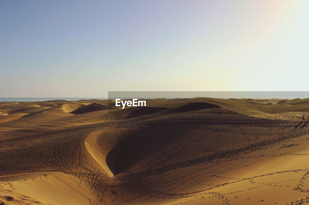 Scenic view of desert against clear sky